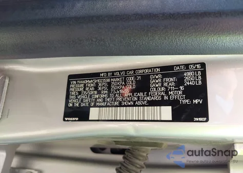 2017 Volvo V60 Cross Country T5 from USA, damaged, VIN YV440MWK5H1023598